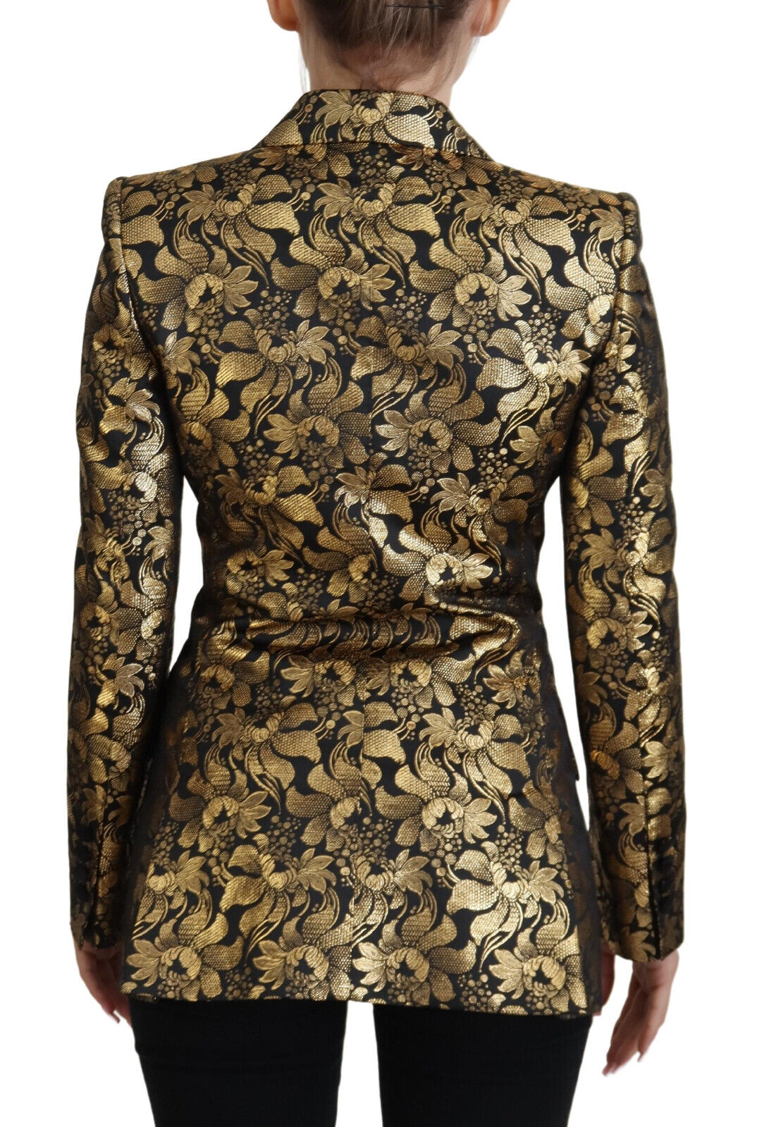 Dolce & Gabbana Black Gold Jacquard Coat Blazer Jacket Dolce & Gabbana