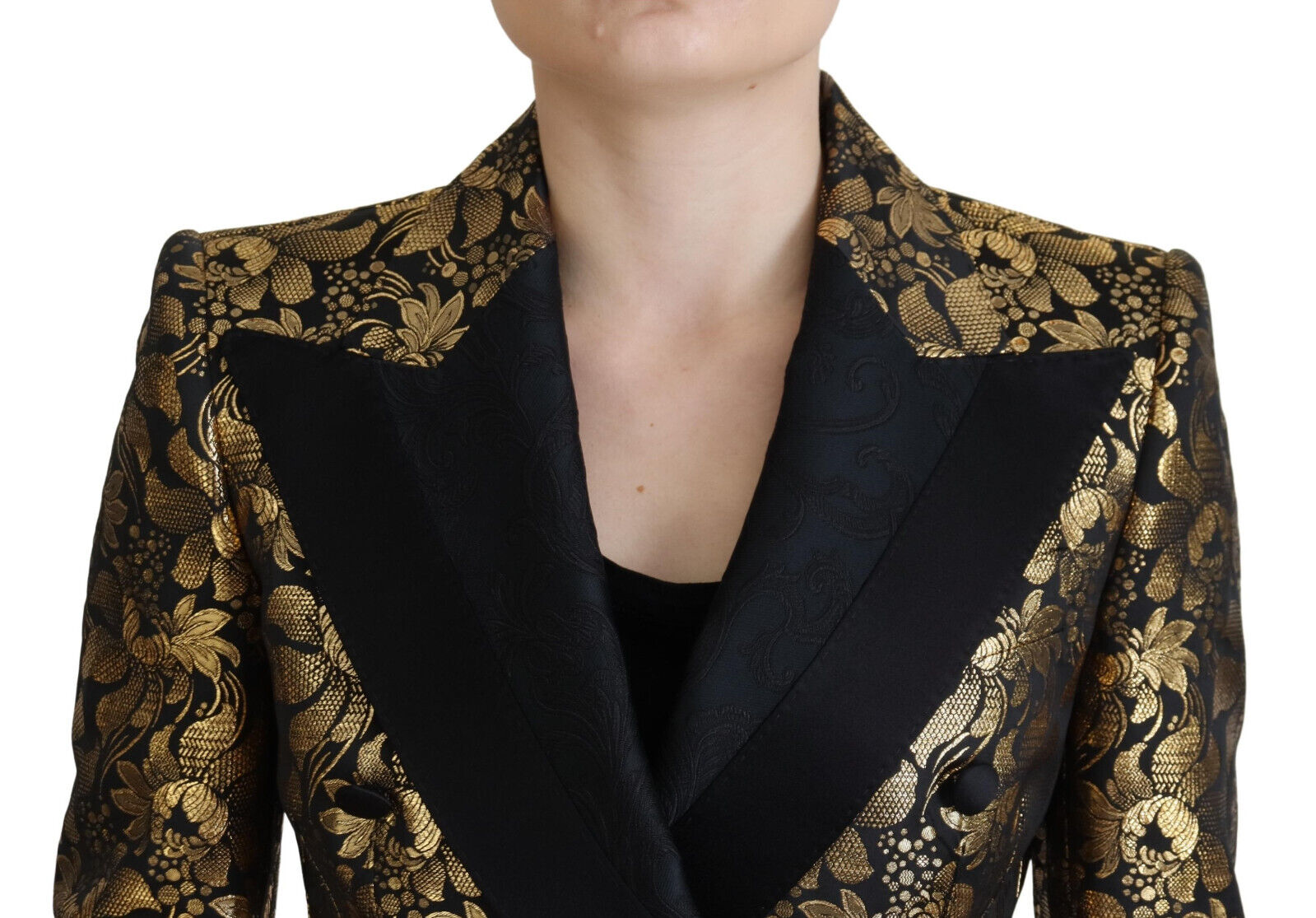 Dolce & Gabbana Black Gold Jacquard Coat Blazer Jacket Dolce & Gabbana