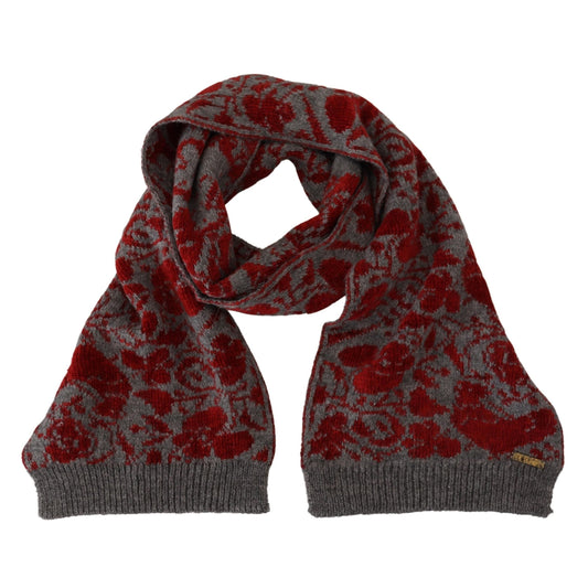GF Ferre Red Grey Knitted Wrap Warmer Womens Shawl Scarf GF Ferre