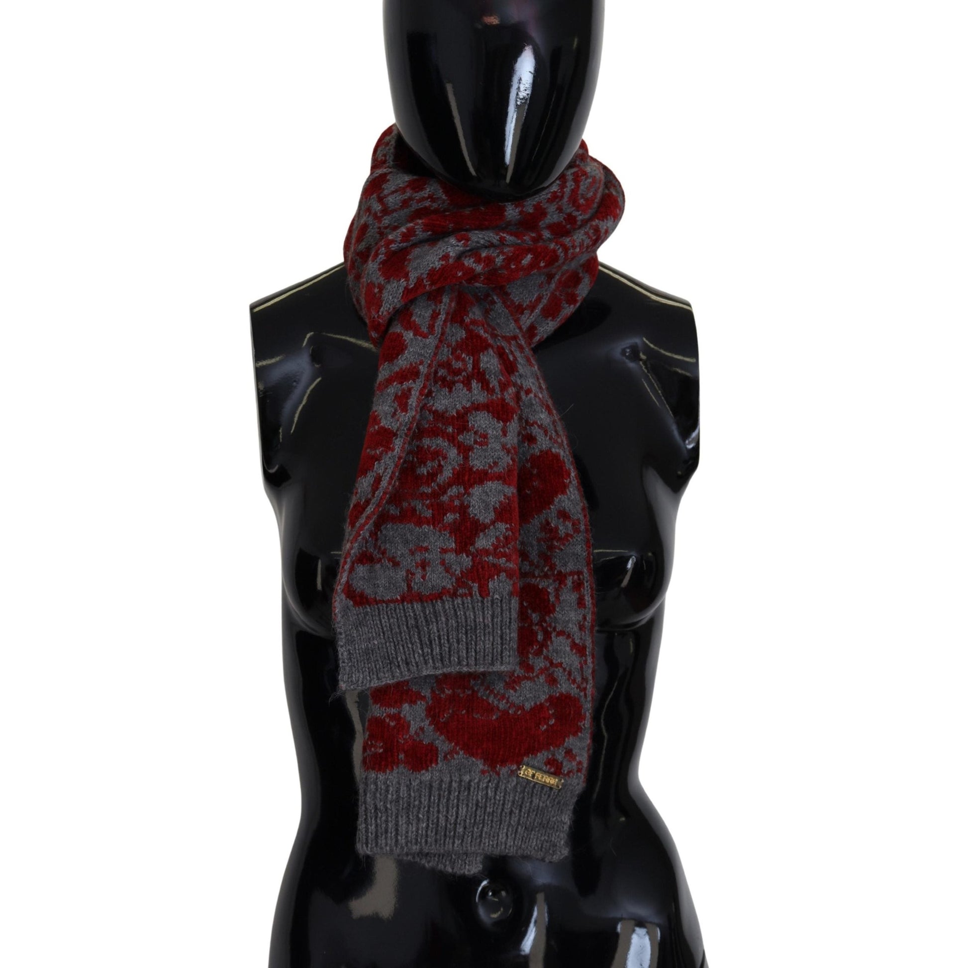 GF Ferre Red Grey Knitted Wrap Warmer Womens Shawl Scarf GF Ferre