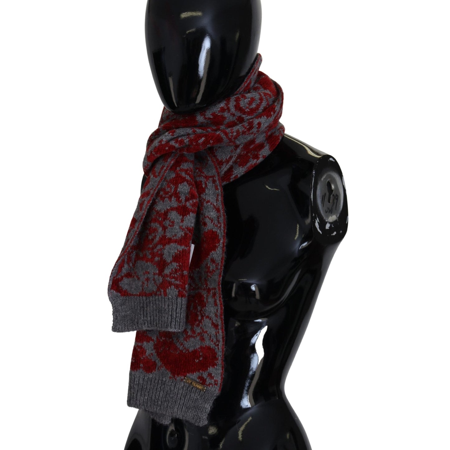 GF Ferre Red Grey Knitted Wrap Warmer Womens Shawl Scarf GF Ferre