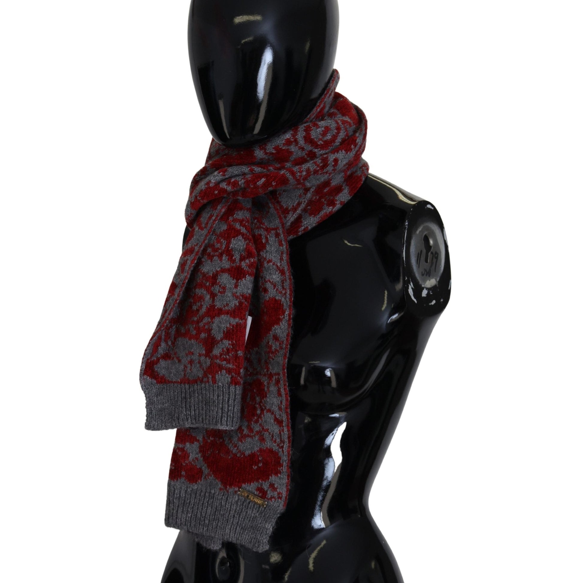 GF Ferre Red Grey Knitted Wrap Warmer Womens Shawl Scarf GF Ferre