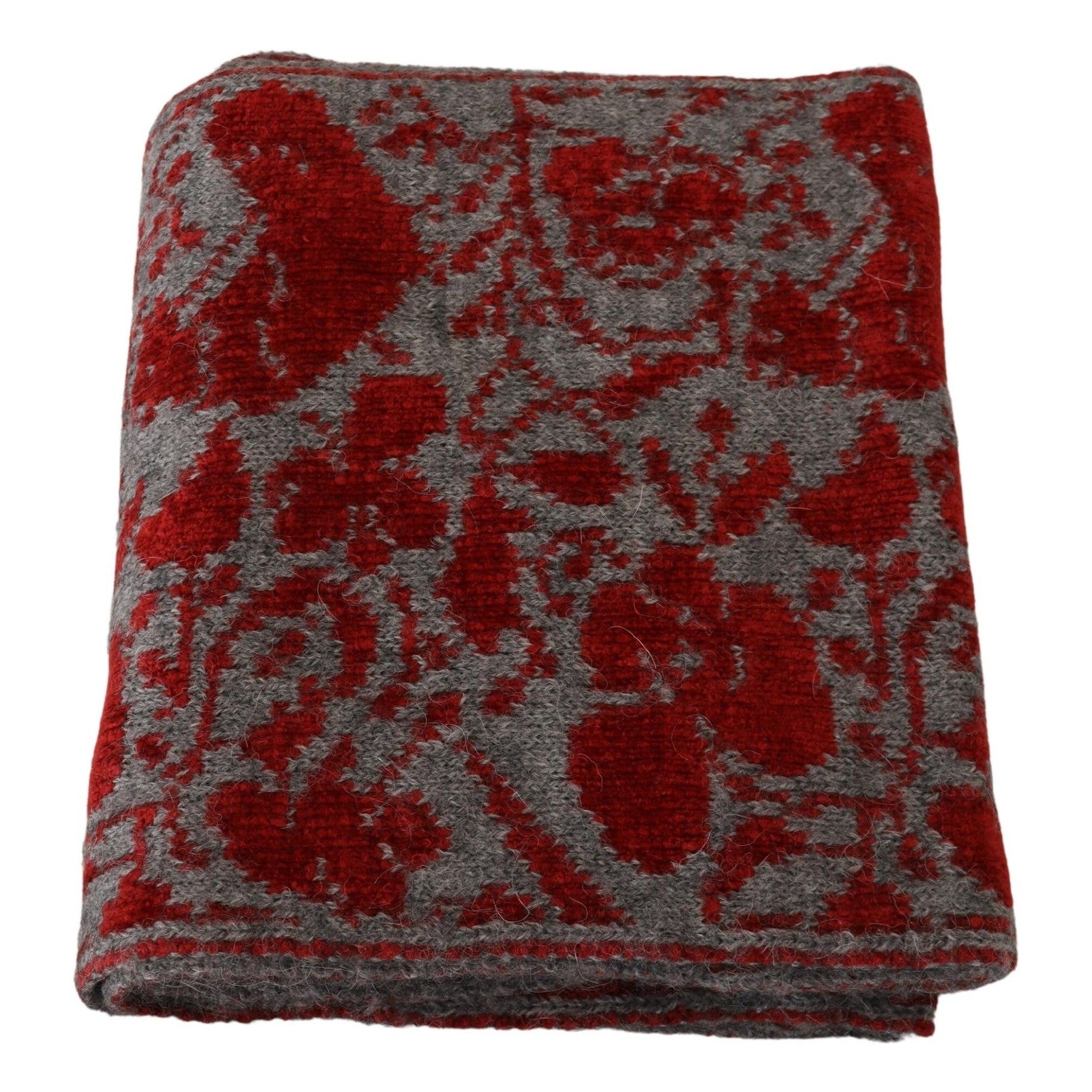 GF Ferre Red Grey Knitted Wrap Warmer Womens Shawl Scarf GF Ferre