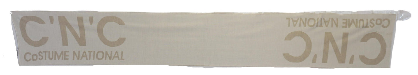Costume National Beige White Logo Wrap Warmer Shawl Scarf Costume National