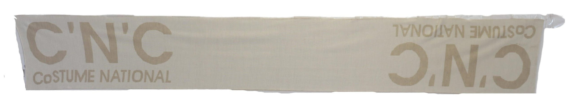 Costume National Beige White Logo Wrap Warmer Shawl Scarf Costume National