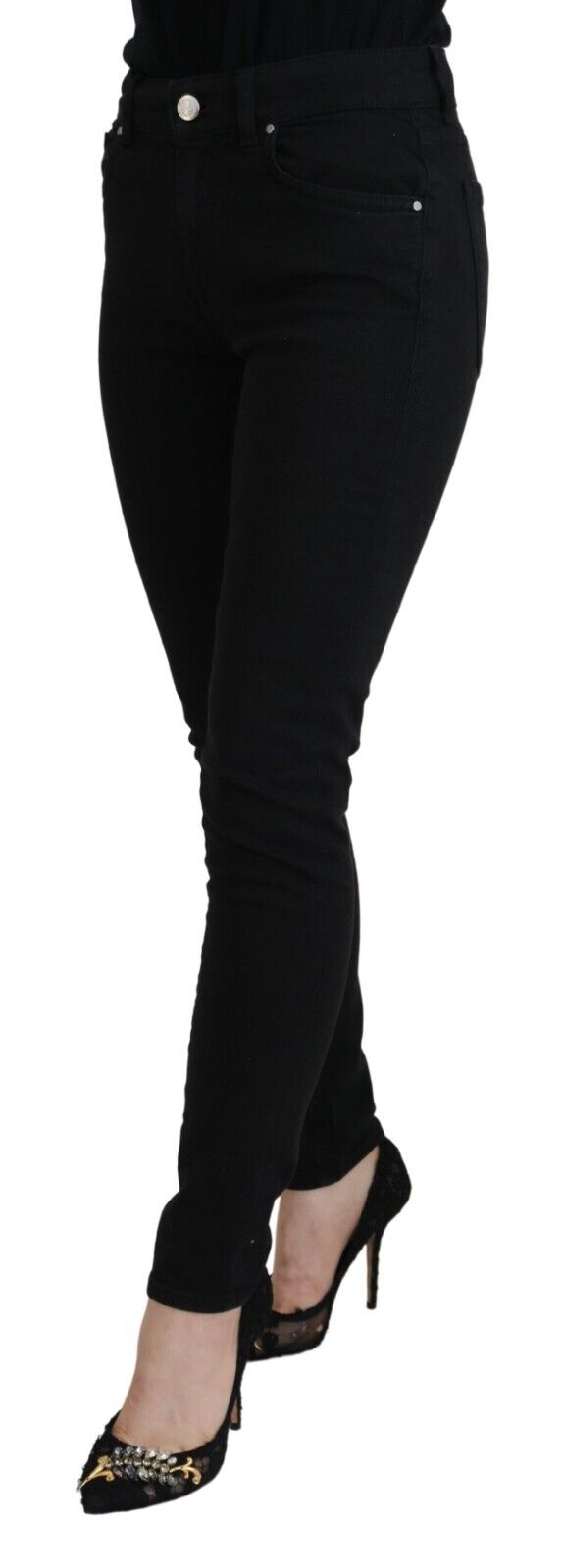 Dolce & Gabbana Black Cotton High Waist Casual Denim Jeans Dolce & Gabbana
