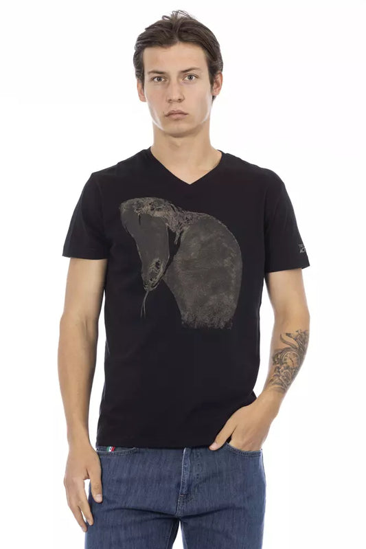 Trussardi Action Black Cotton Men T-Shirt Trussardi Action