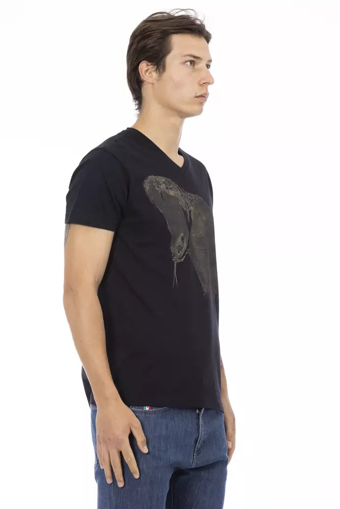 Trussardi Action Black Cotton Men T-Shirt Trussardi Action