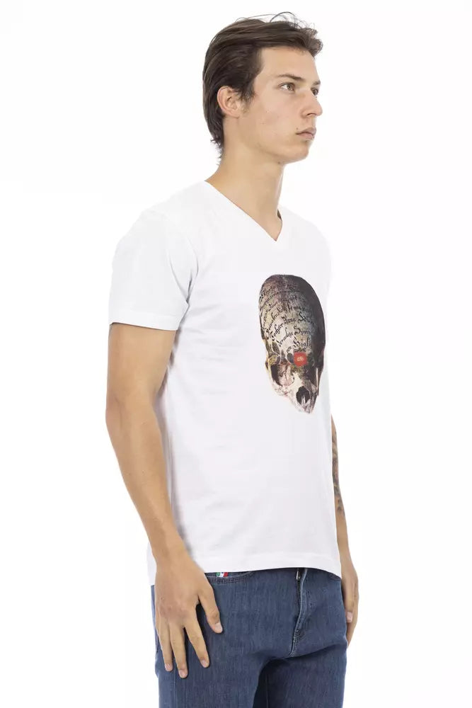 Trussardi Action White Cotton Men's V-Neck T-Shirt Trussardi Action