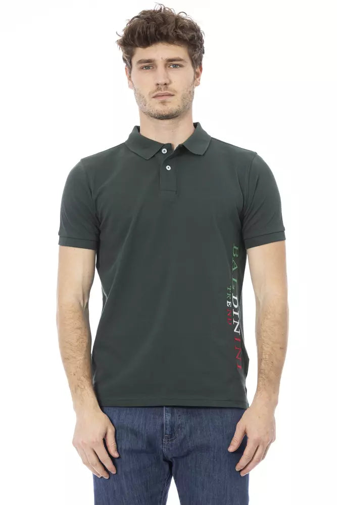 Baldinini Trend Green Cotton Men Polo Shirt Baldinini Trend