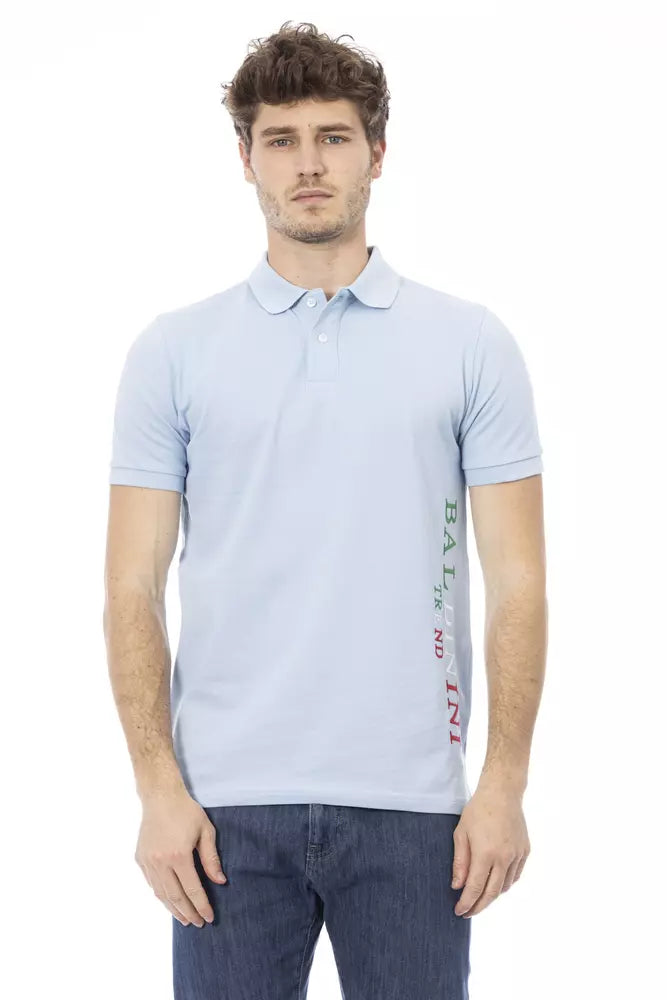 Baldinini Trend Light Blue Cotton Men Polo Shirt Baldinini Trend