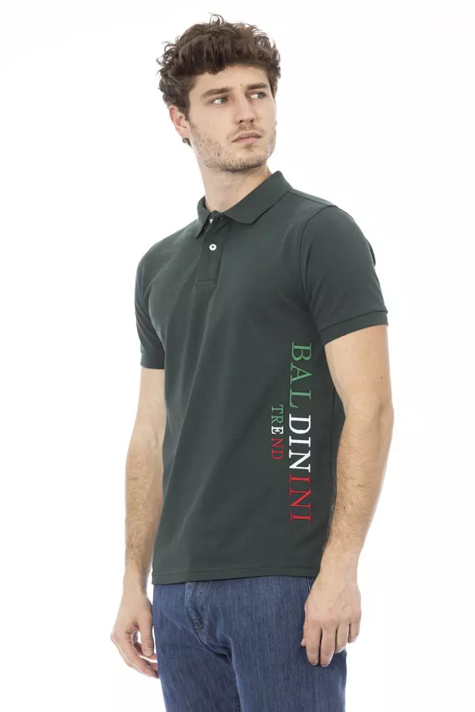 Baldinini Trend Green Cotton Men Polo Shirt Baldinini Trend