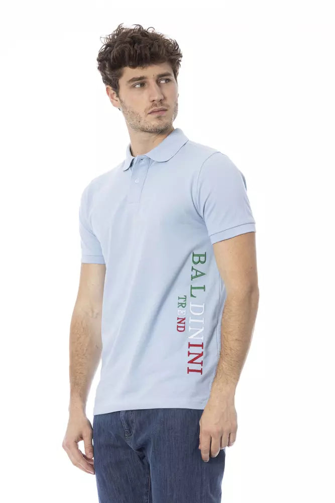 Baldinini Trend Light Blue Cotton Men Polo Shirt Baldinini Trend