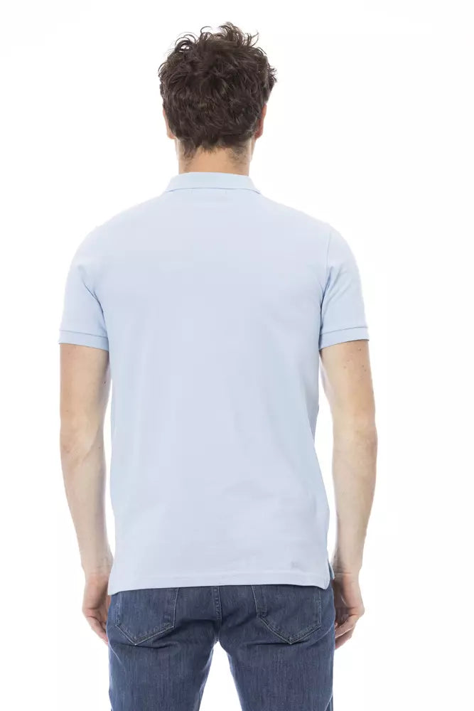 Baldinini Trend Light Blue Cotton Men Polo Shirt Baldinini Trend