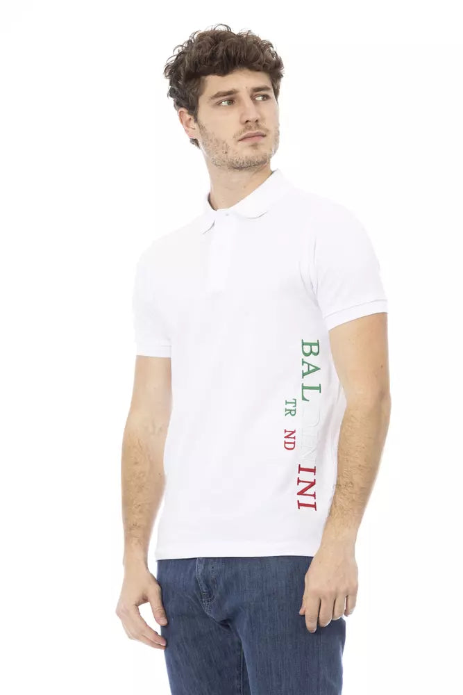 Baldinini Trend White Cotton Men Polo Shirt Baldinini Trend