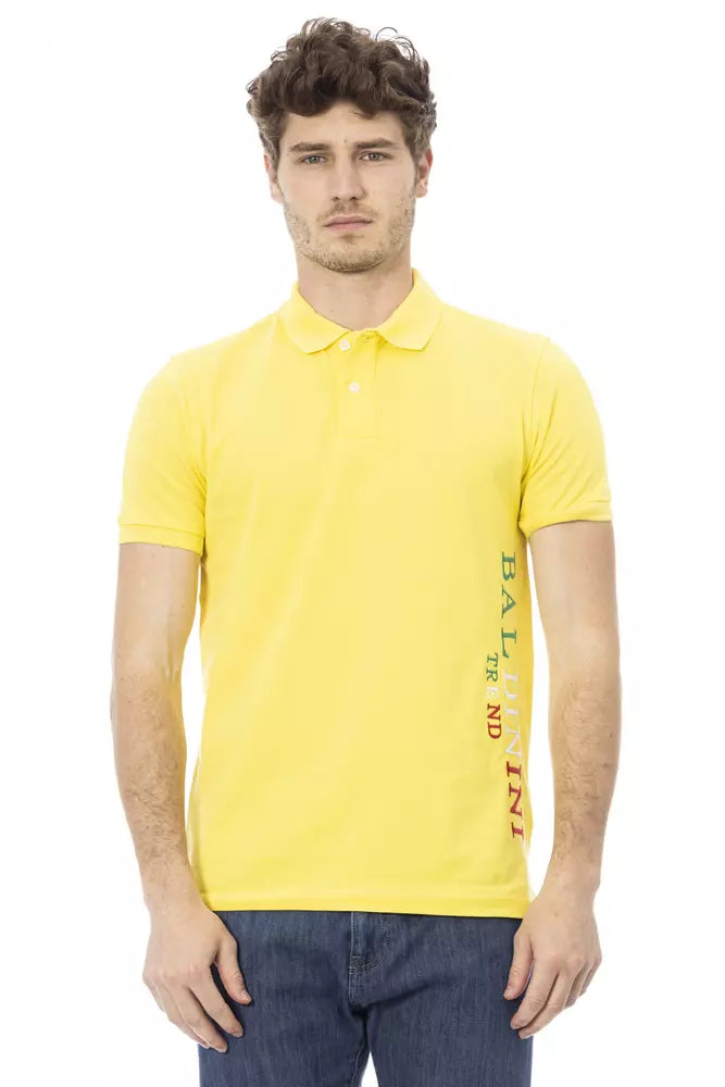 Baldinini Trend Yellow Cotton Men Polo Shirt Baldinini Trend
