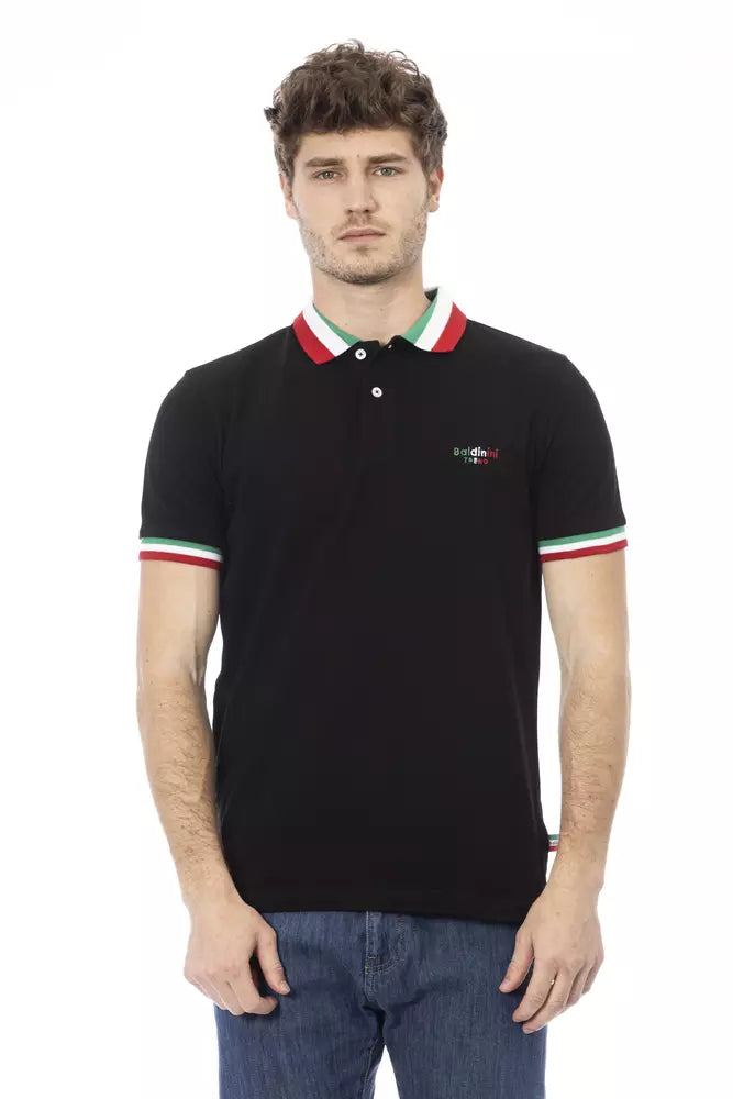 Baldinini Trend Black Cotton Men Polo Shirt Baldinini Trend
