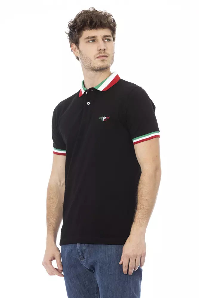 Baldinini Trend Black Cotton Men Polo Shirt Baldinini Trend
