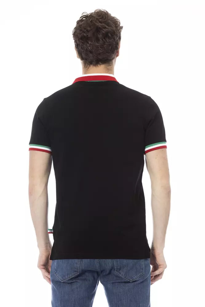 Baldinini Trend Black Cotton Men Polo Shirt Baldinini Trend