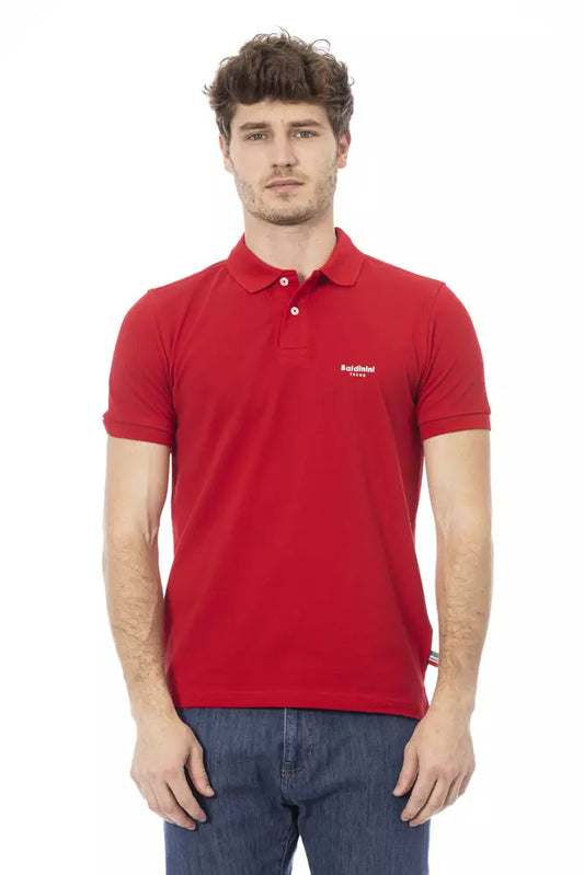 Baldinini Trend Red Cotton Men Polo Shirt Baldinini Trend
