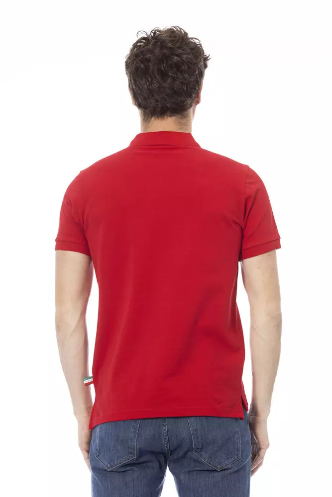 Baldinini Trend Red Cotton Men Polo Shirt Baldinini Trend