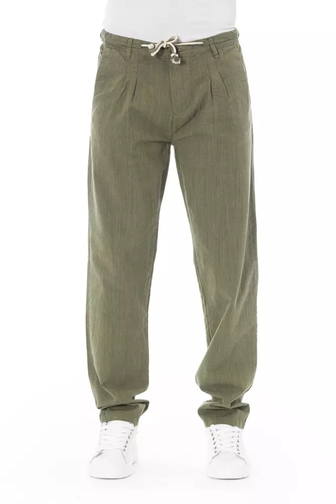 Baldinini Trend Army cotton jeans and pants displayed, featuring a casual fit and military-inspired style with belt loops and pockets.