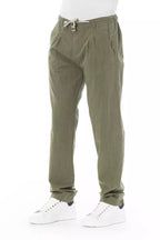 Baldinini Trend Army cotton jeans showing a classic fit with belt loops and five-pocket design in a casual style.