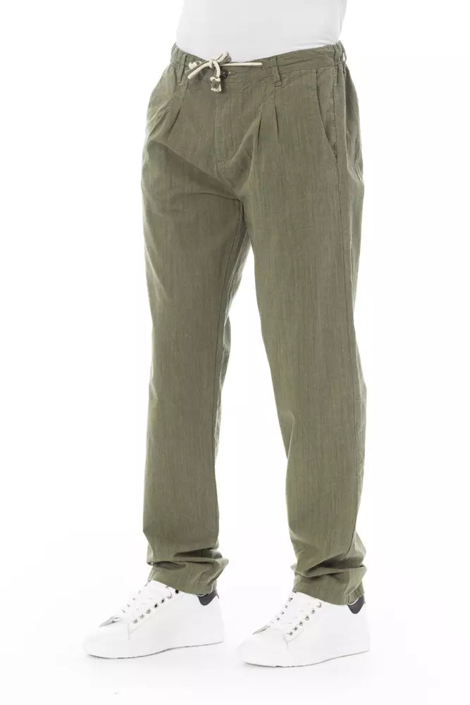 Baldinini Trend Army cotton jeans showing a classic fit with belt loops and five-pocket design in a casual style.