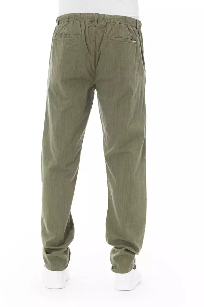 Baldinini Trend Army cotton jeans showing a slim fit design with classic five-pocket style and belt loops.