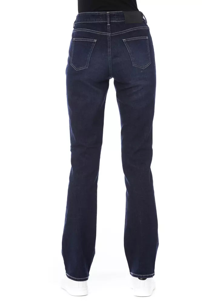 Baldinini Trend Blue Cotton Women Jeans with Tricolor Pocket Detail Baldinini Trend