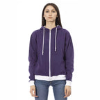 Baldinini Trend Purple Cotton Women Sweater with Adjustable Hood