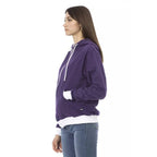 Baldinini Trend Purple Cotton Women Sweater with Adjustable Hood