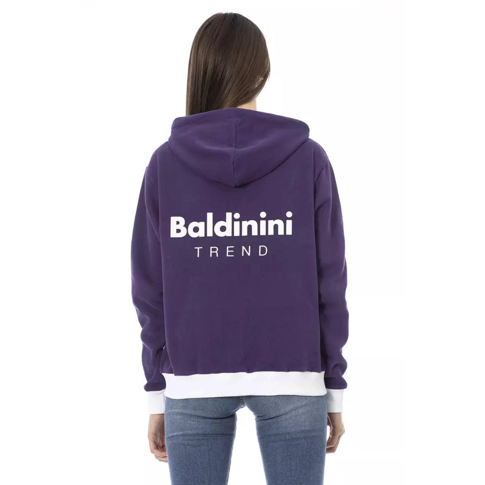 Baldinini Trend Purple Cotton Women Sweater with Adjustable Hood