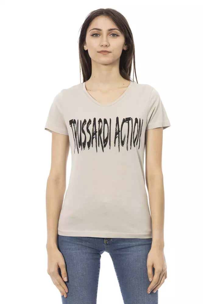 Trussardi Action Beige Cotton Women T-Shirt Trussardi Action