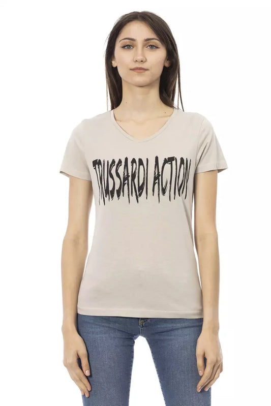 Trussardi Action Beige Cotton Women T-Shirt Trussardi Action