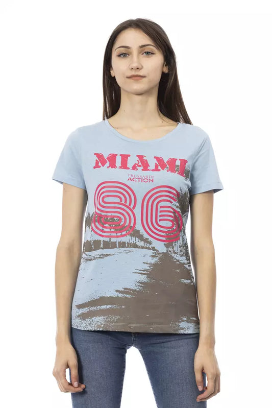 Trussardi Action Light Blue Cotton Women T-Shirt Trussardi Action