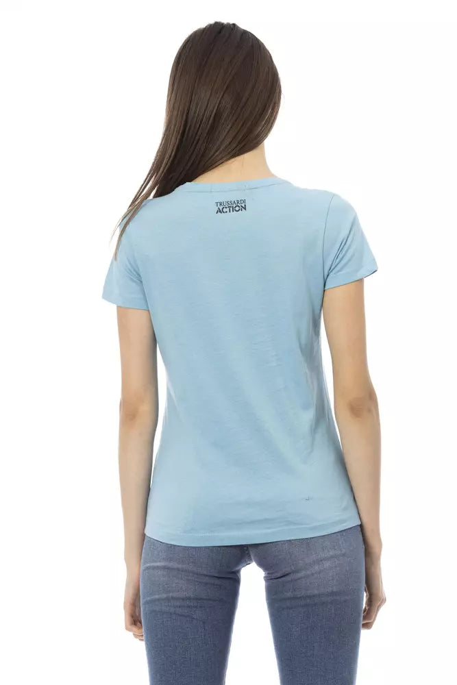 Trussardi Action Light Blue Cotton Women T-Shirt Trussardi Action