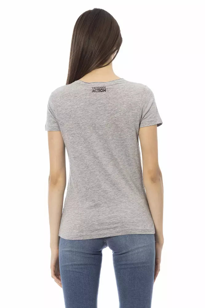 Trussardi Action Gray Cotton Women T-Shirt Trussardi Action