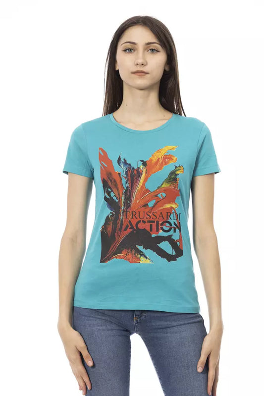 Trussardi Action Light Blue Cotton Women T-Shirt Trussardi Action