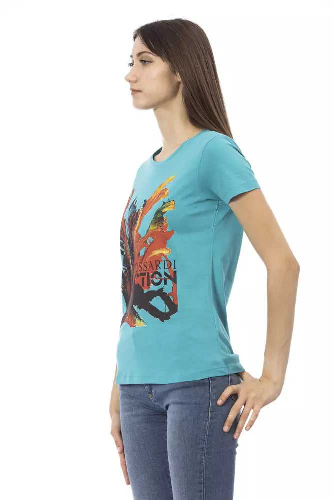 Trussardi Action Light Blue Cotton Women T-Shirt Trussardi Action