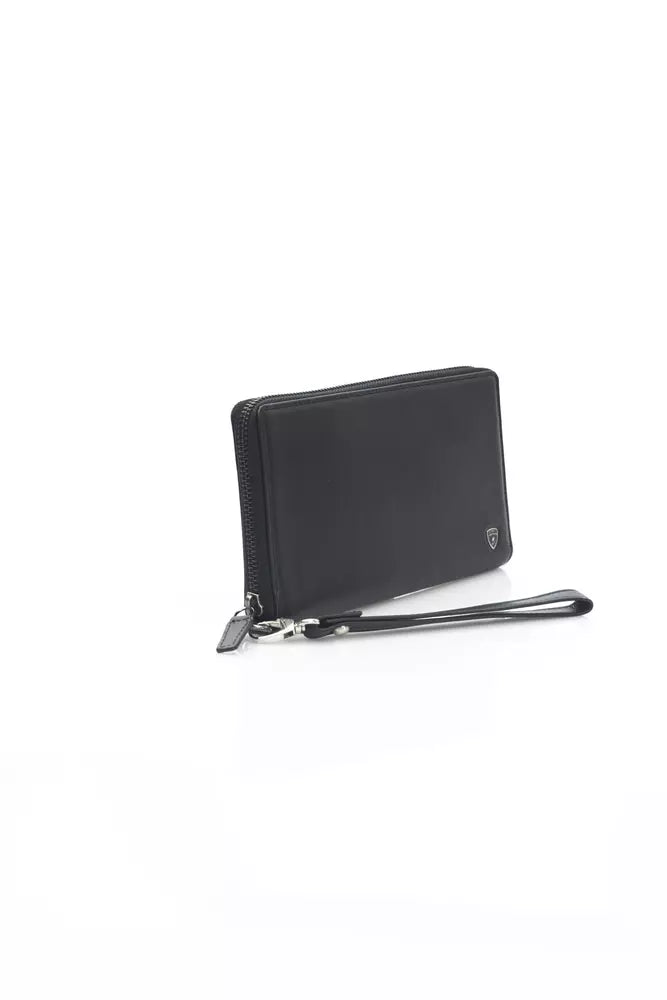 Automobili Lamborghini Black Calfskin Men Wallet Automobili Lamborghini