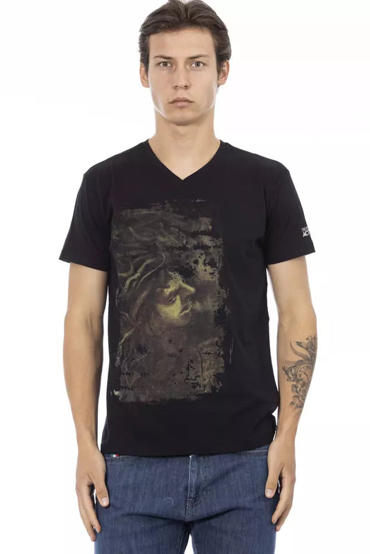 Trussardi Action Black Cotton Men T-Shirt Trussardi Action