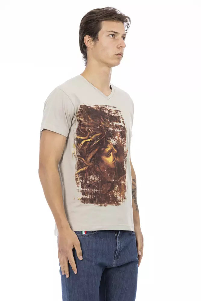 Trussardi Action Beige Cotton Men T-Shirt Trussardi Action
