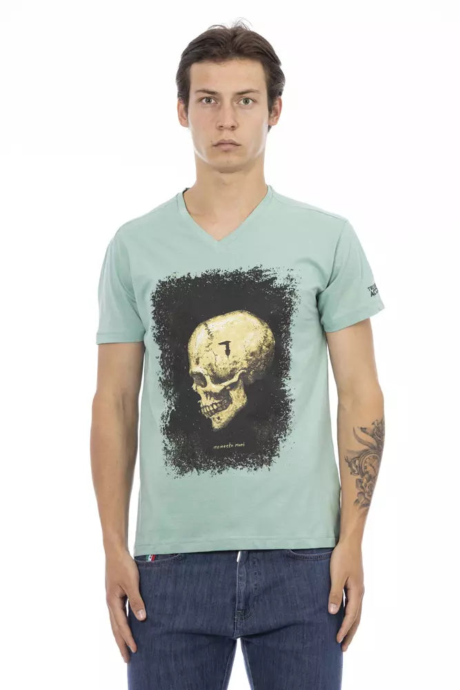 Trussardi Action Green Cotton Men V-Neck T-Shirt Trussardi Action