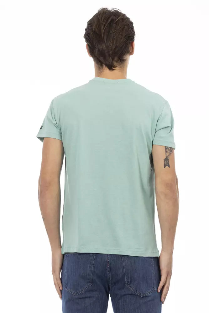 Trussardi Action Green Cotton Men V-Neck T-Shirt Trussardi Action