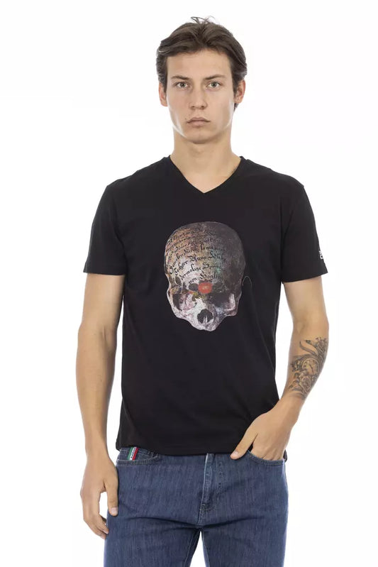 Trussardi Action Black Cotton Men's V-Neck T-Shirt Trussardi Action