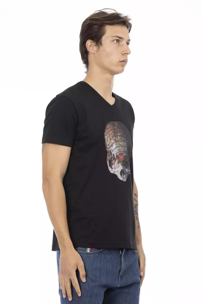 Trussardi Action Black Cotton Men's V-Neck T-Shirt Trussardi Action