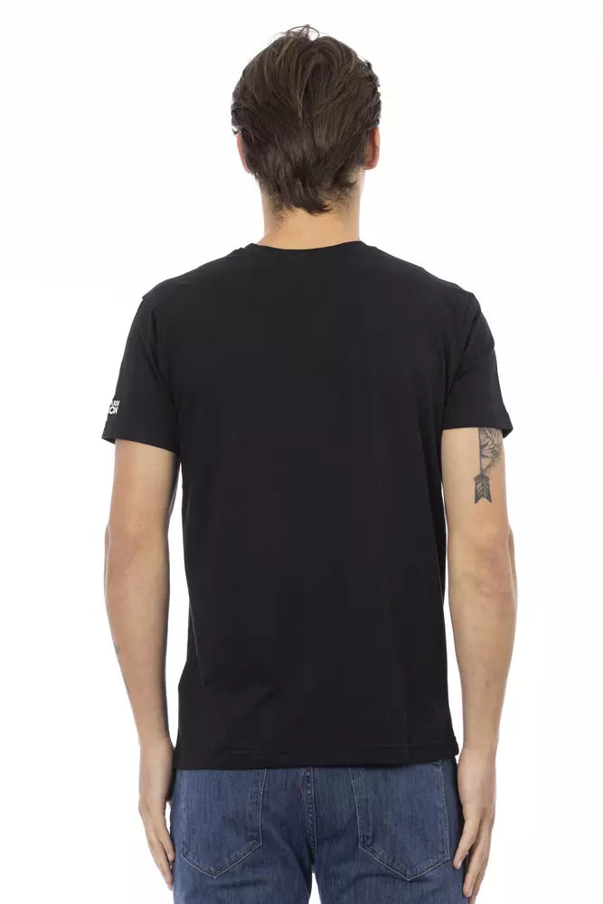 Trussardi Action Black Cotton Men's V-Neck T-Shirt Trussardi Action
