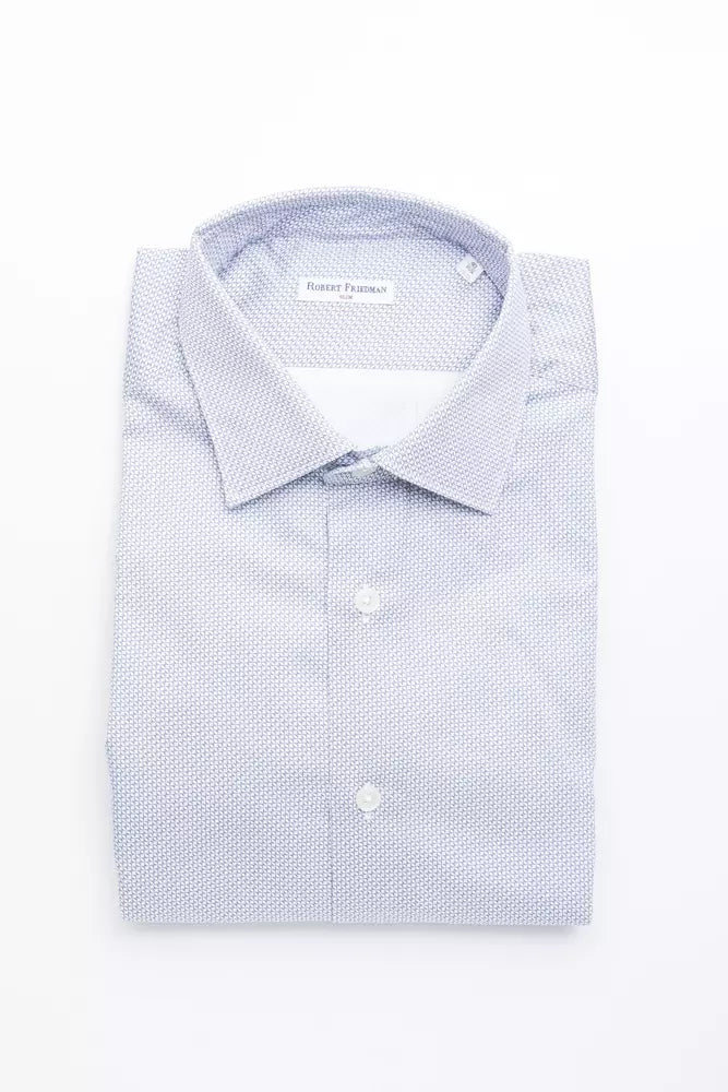 Robert Friedman Light Blue Cotton Men Shirt Robert Friedman