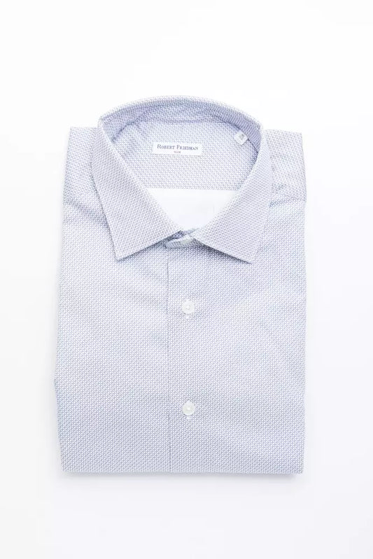 Robert Friedman Light Blue Cotton Men Shirt Robert Friedman